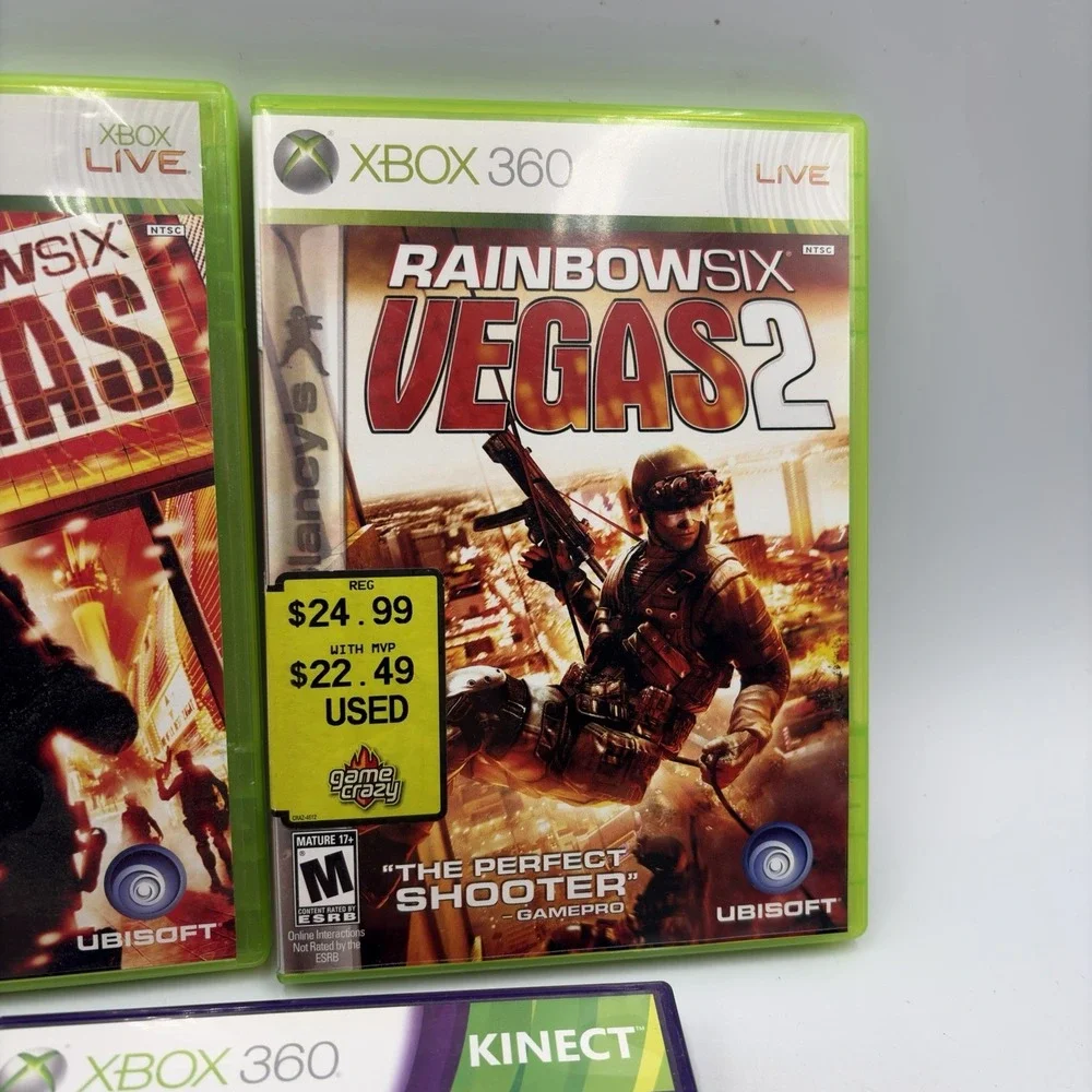 3 Xbox 360 Games Kinect Adventures Tom Clancy Rainbow Six Vegas & Rainbow Six 2